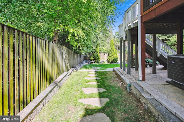 2371 N Edgewood St, Arlington, VA 22207 - view of yard with stairway, a patio area, and central AC unit