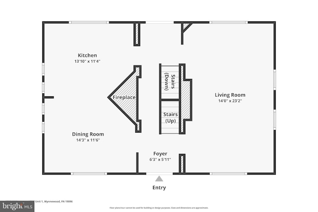 1202 W Wynnewood Rd Unit 1, Wynnewood, PA 19096 - room layout
