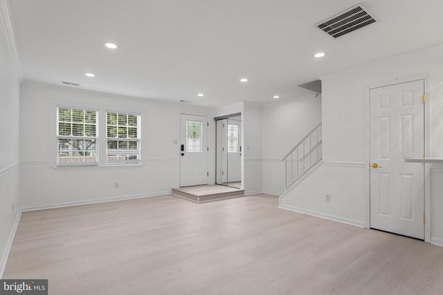 20036 Appledowre Cir Unit 450, Germantown, MD 20876 - foyer entrance featuring light wood-style flooring, recessed lighting, stairway, and baseboards