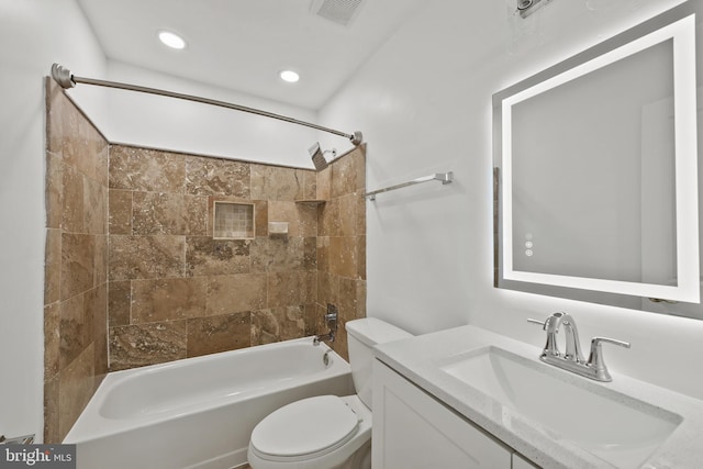 20036 Appledowre Cir Unit 450, Germantown, MD 20876 - bathroom featuring toilet, vanity,  shower combination, and recessed lighting