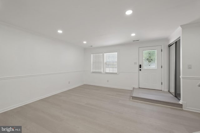 20036 Appledowre Cir Unit 450, Germantown, MD 20876 - foyer entrance featuring light wood-style flooring, recessed lighting, crown molding, and baseboards