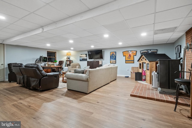 105 Stonewyck Dr, Lancaster, PA 17603 - living area with light wood-style flooring, a drop ceiling, and recessed lighting