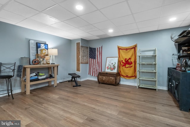 105 Stonewyck Dr, Lancaster, PA 17603 - miscellaneous room featuring a drop ceiling, wood finished floors, baseboards, and recessed lighting