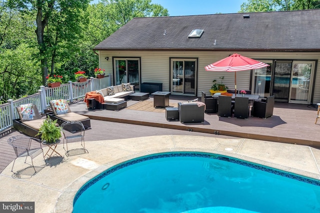 105 Stonewyck Dr, Lancaster, PA 17603 - view of swimming pool with outdoor lounge area, a deck, and outdoor dining area