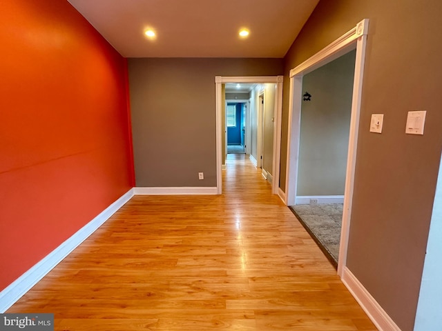 8854 Calvert St, Philadelphia, PA 19152 - hall featuring light wood-style floors, baseboards, and recessed lighting