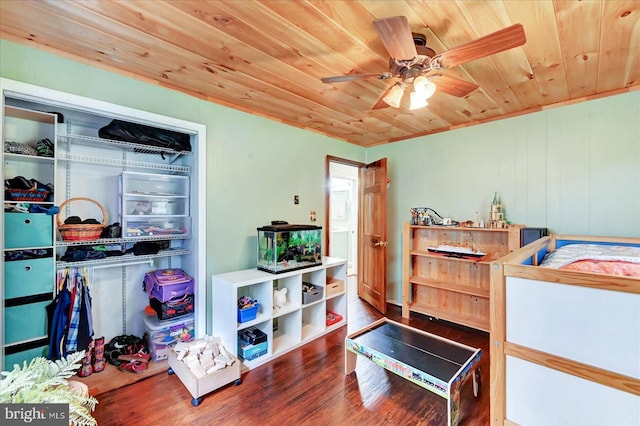 2122 Harkins Rd, Pylesville, MD 21132 - bedroom with wooden ceiling, wood finished floors, and a ceiling fan