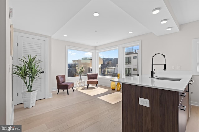 919 12th St NE Unit 201, Washington, DC 20002 - kitchen with a sink, light wood-style flooring, light countertops, recessed lighting, and baseboards