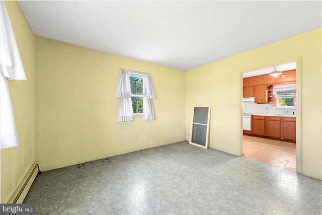 2138 Hill Rd, Perkiomenville, PA 18074 - unfurnished living room featuring baseboard heating and light flooring