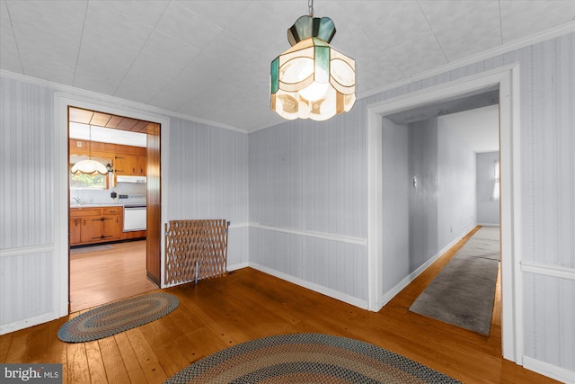 2138 Hill Rd, Perkiomenville, PA 18074 - unfurnished dining area featuring hardwood / wood-style floors and ornamental molding