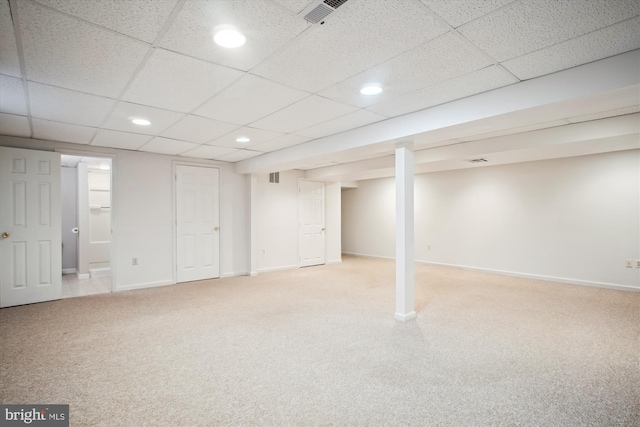 1881 Cold Creek Ct, Vienna, VA 22182 - finished basement featuring light carpet, baseboards, recessed lighting, and a drop ceiling