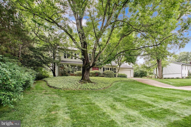 1881 Cold Creek Ct, Vienna, VA 22182 - view of front of house with concrete driveway, a front lawn, and a garage