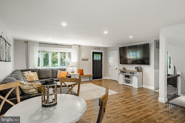 618 Ruth, Upper Chichester, PA 19014 - living room with wood finished floors, recessed lighting, and baseboards