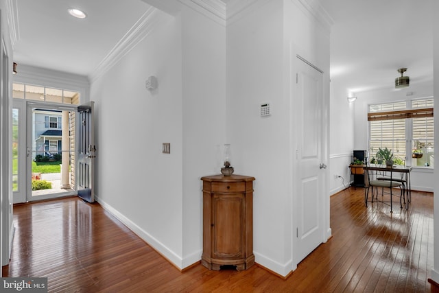 620 Cypress Ln, Severna Park, MD 21146 - entryway with hardwood / wood-style flooring, plenty of natural light, and ornamental molding