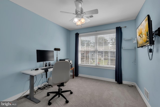 620 Cypress Ln, Severna Park, MD 21146 - carpeted office space featuring baseboards and ceiling fan