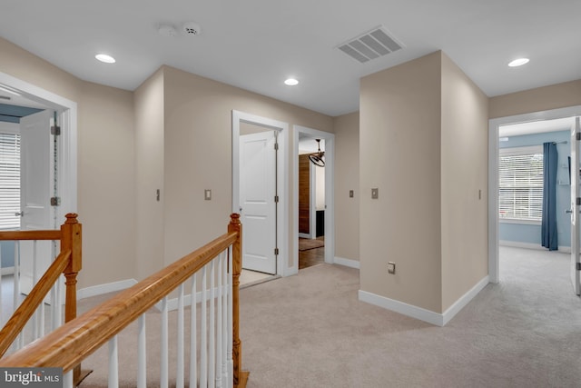 620 Cypress Ln, Severna Park, MD 21146 - corridor featuring an upstairs landing, light carpet, and recessed lighting