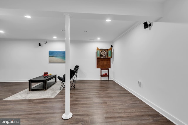 620 Cypress Ln, Severna Park, MD 21146 - workout area with recessed lighting, crown molding, and wood finished floors