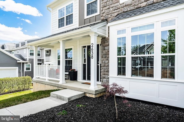 2638 Hollow View Dr, Easton, PA 18040 - doorway to property with stone siding and covered porch