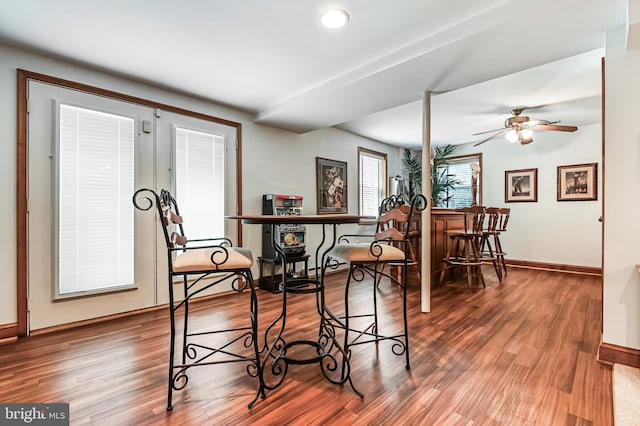 665 Bayard Rd, Lothian, MD 20711 - dining room featuring baseboards, wood finished floors, ceiling fan, and recessed lighting