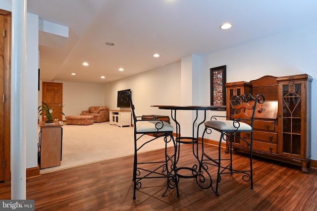 665 Bayard Rd, Lothian, MD 20711 - dining space with recessed lighting, dark wood-style flooring, baseboards, and a skylight