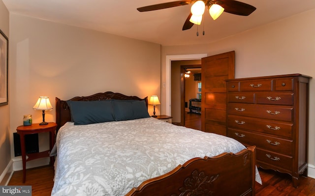 67 N American St, Woodbury, NJ 08096 - bedroom featuring dark wood finished floors, baseboards, and a ceiling fan