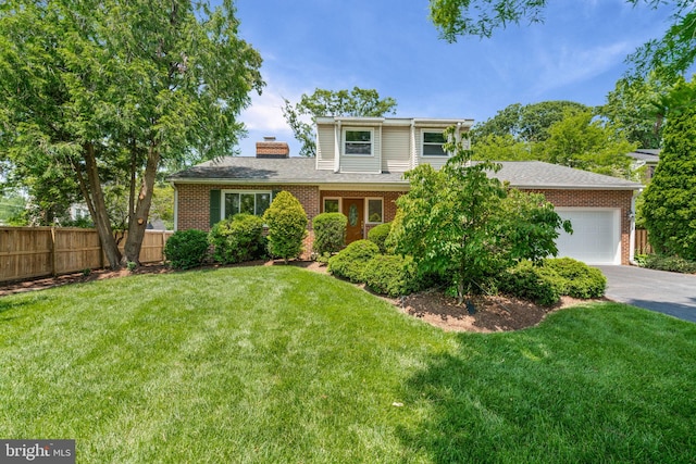 6188 Cobbs Rd, Alexandria, VA 22310 - view of front of property featuring driveway, brick siding, a chimney, a garage, and a shingled roof