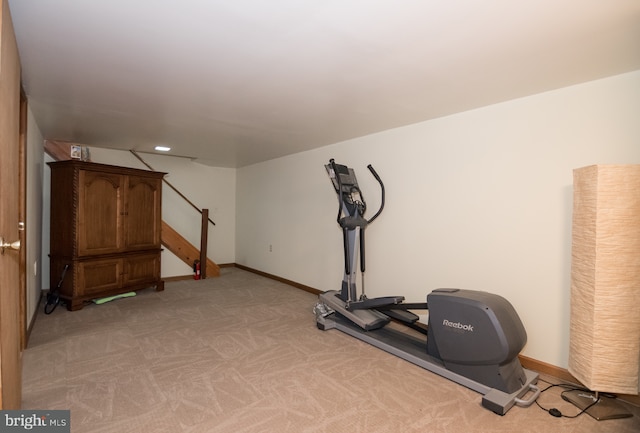 65 White Bark Dr, Middletown, DE 19709 - workout room with light carpet, baseboards, and recessed lighting