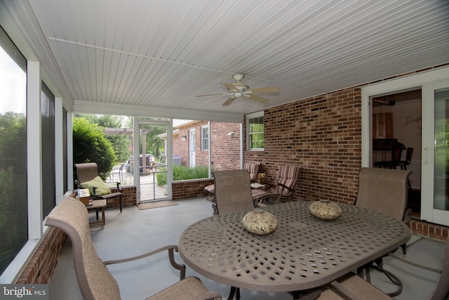 65 White Bark Dr, Middletown, DE 19709 - sunroom with ceiling fan and outdoor dining space