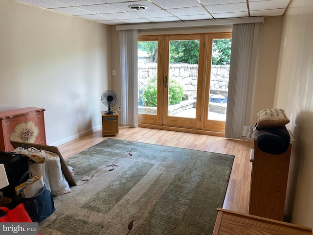 108 Wright St SE, Frostburg, MD 21532 - doorway featuring a drop ceiling, wood finished floors, and baseboards