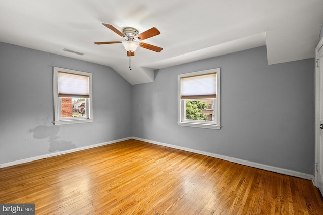 602 Braxton Rd, Ridley Park, PA 19078 - bonus room featuring healthy amount of natural light, hardwood / wood-style flooring, ceiling fan, baseboards, and vaulted ceiling