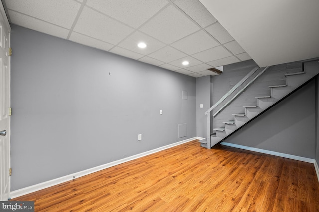 602 Braxton Rd, Ridley Park, PA 19078 - finished basement featuring stairs, a drop ceiling, light wood-type flooring, baseboards, and recessed lighting