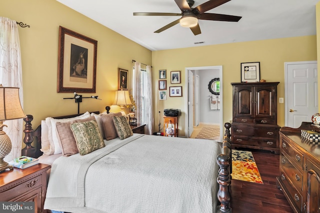 8145 Cyprus Cedar Ln Unit C, Ellicott City, MD 21043 - bedroom with dark wood finished floors and a ceiling fan