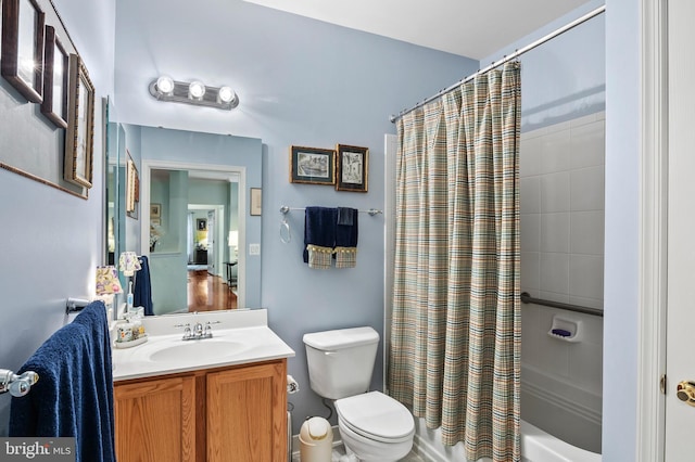 8145 Cyprus Cedar Ln Unit C, Ellicott City, MD 21043 - bathroom with toilet, shower / bathtub combination with curtain, and vanity