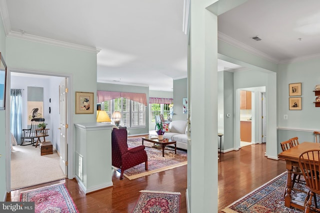 8145 Cyprus Cedar Ln Unit C, Ellicott City, MD 21043 - corridor featuring ornamental molding, dark wood-type flooring, and baseboards