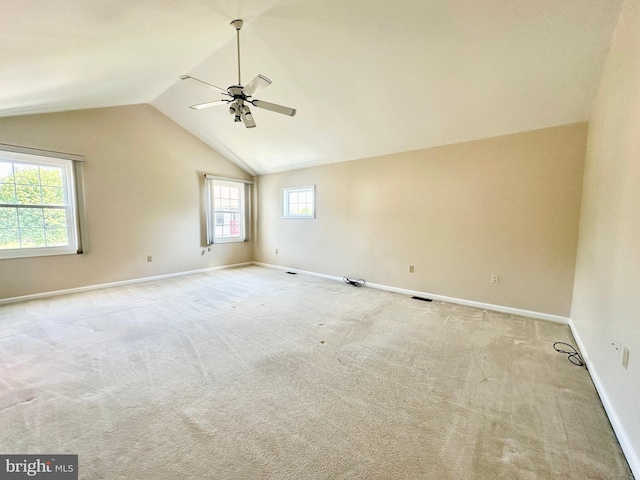 55 W Windrose Dr, Richboro, PA 18954 - carpeted spare room featuring a ceiling fan, plenty of natural light, lofted ceiling, and baseboards