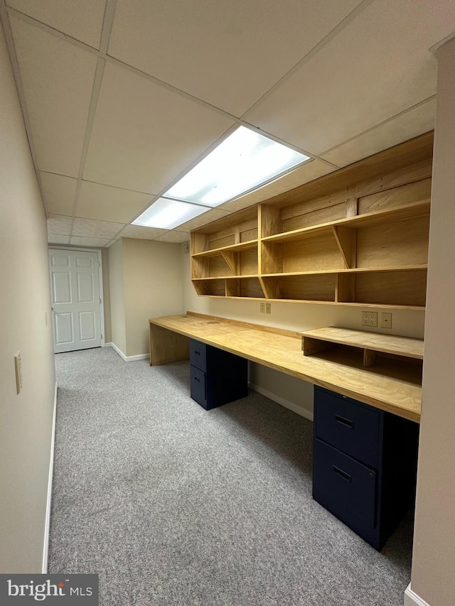 55 W Windrose Dr, Richboro, PA 18954 - unfurnished office with carpet flooring, a drop ceiling, baseboards, and built in study area