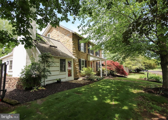 1132 Upper Stump Rd, Chalfont, PA 18914 - view of front of home featuring stone siding and a front lawn
