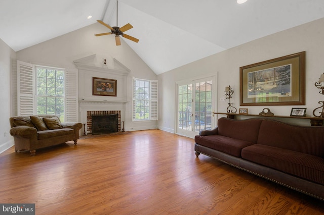 1293 Eagle Rd, New Hope, PA 18938 - living area with high vaulted ceiling, ceiling fan, plenty of natural light, and baseboards