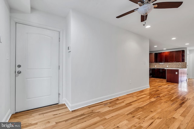 821 N 15th St Unit 2, Philadelphia, PA 19130 - unfurnished living room featuring light wood-type flooring, a ceiling fan, recessed lighting, and baseboards