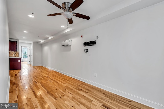 821 N 15th St Unit 2, Philadelphia, PA 19130 - unfurnished room with recessed lighting, light wood-type flooring, a ceiling fan, baseboards, and a wall mounted AC