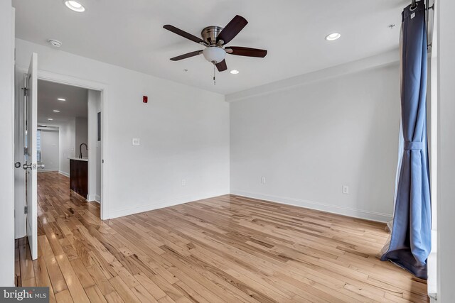821 N 15th St Unit 2, Philadelphia, PA 19130 - spare room with ceiling fan, light wood-style floors, recessed lighting, a smoke detector, and baseboards