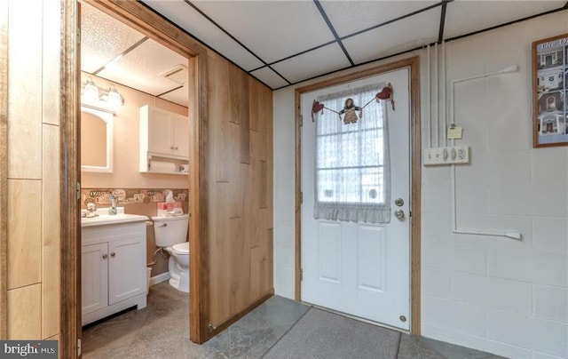 1195 Hemlock St, Palmerton, PA 18071 - doorway to outside with a paneled ceiling and a sink