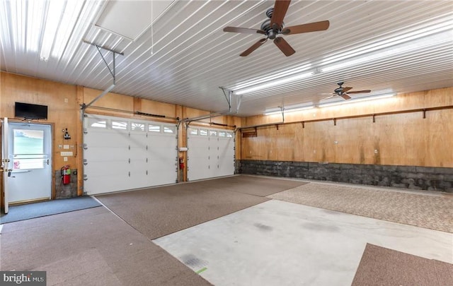 1195 Hemlock St, Palmerton, PA 18071 - garage with wooden walls and ceiling fan