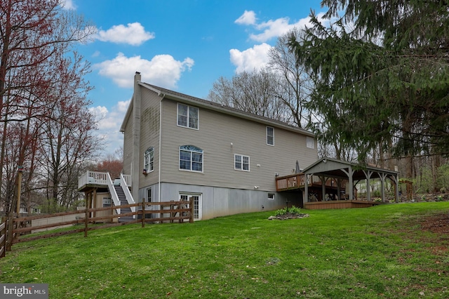 114 Moore Ln, Gap, PA 17527 - rear view of property with a chimney, a deck, and stairway