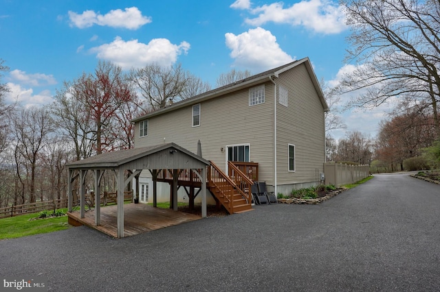 114 Moore Ln, Gap, PA 17527 - rear view of property featuring a wooden deck and stairs