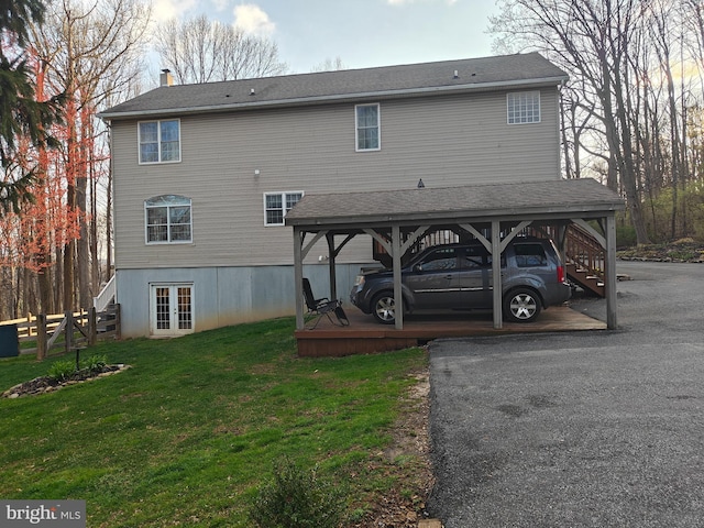 114 Moore Ln, Gap, PA 17527 - rear view of property with french doors, a chimney, and stairway