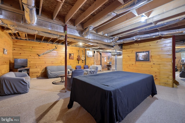 114 Moore Ln, Gap, PA 17527 - bedroom featuring wooden walls, billiards table, and carpet