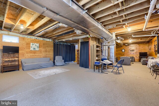 114 Moore Ln, Gap, PA 17527 - below grade area featuring wooden walls and carpet