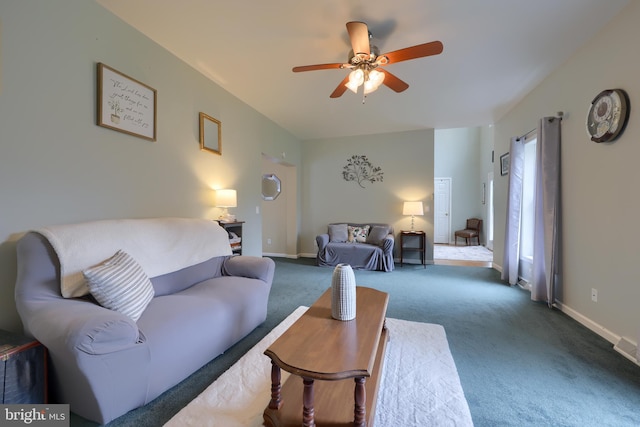114 Moore Ln, Gap, PA 17527 - carpeted living area with ceiling fan and baseboards