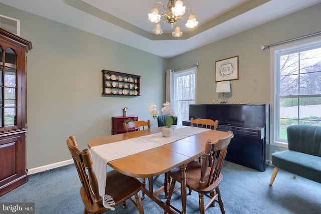 114 Moore Ln, Gap, PA 17527 - dining area with carpet flooring, a chandelier, and baseboards