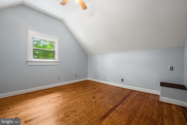 5604 Edgemont Dr, Alexandria, VA 22310 - bonus room with lofted ceiling, a ceiling fan, wood finished floors, and baseboards